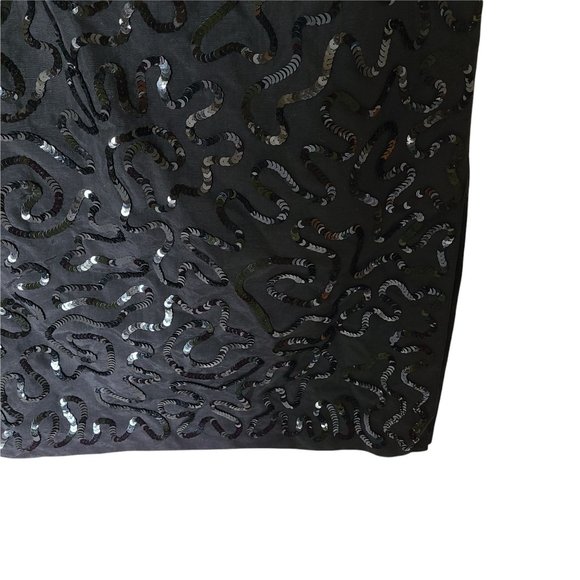 Talbots Long Skirt Black Sequin Swirl Detail Size 6 Lined - Picture 4 of 8